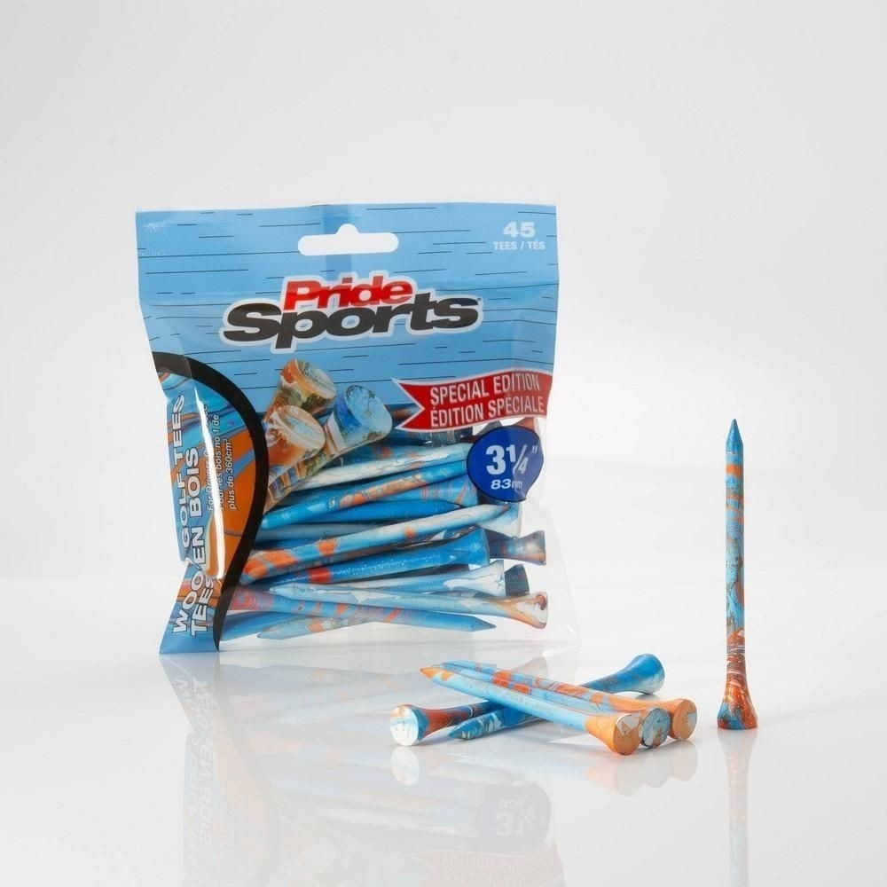 PrideSports 3-1/4" Special Edition Wood Golf Tee - 45pk Blue/Orange